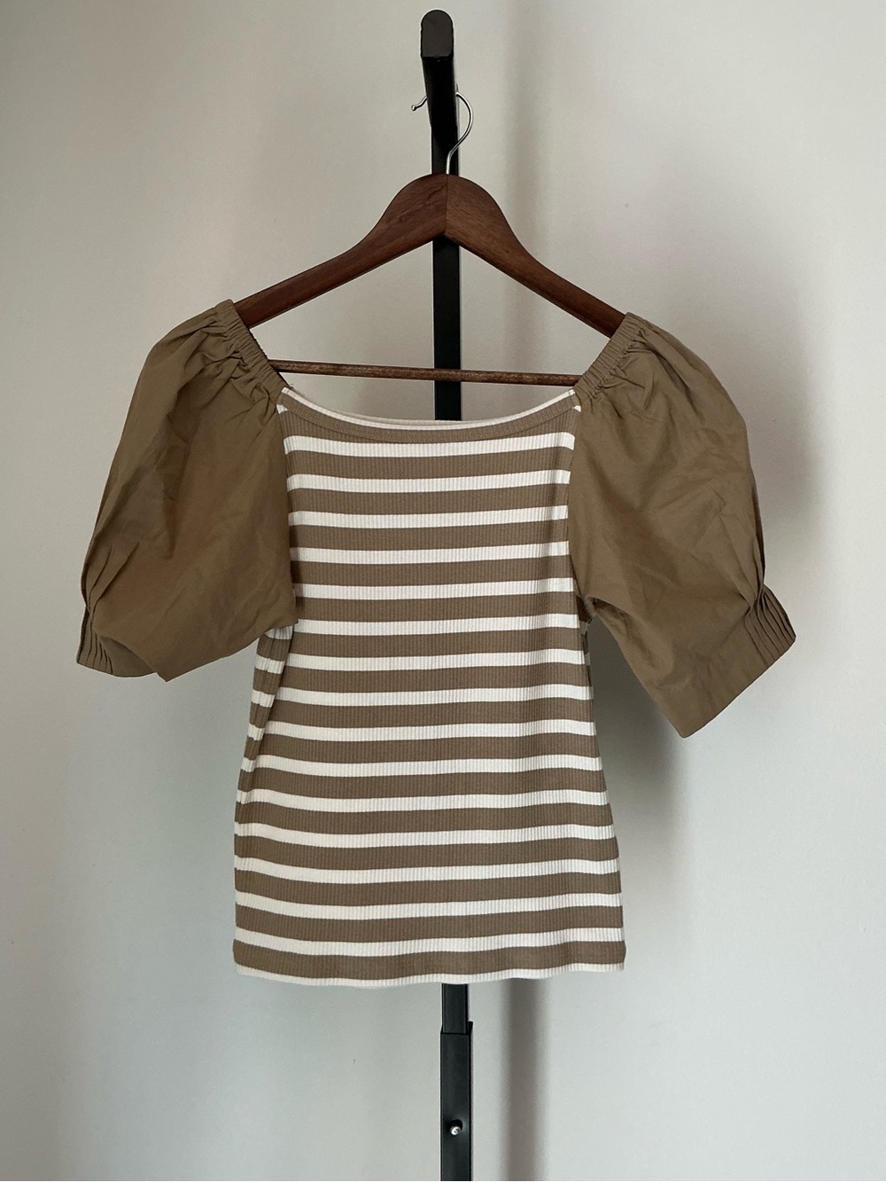 🆕 J Crew | Striped Knit Top with Puff Sleeves